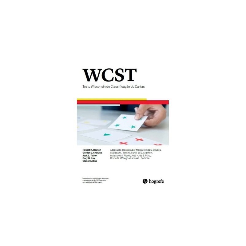 WCST (kit SEM cartas) - Teste Wisconsin de Classificação de Cartas